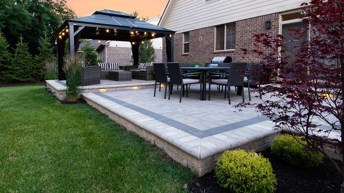 Backyard patio with pergola installed