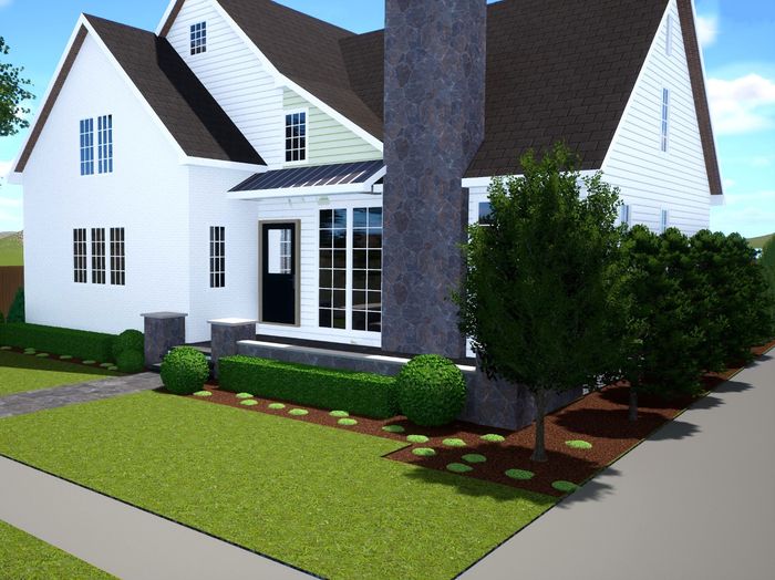 Front beds and porch 3D design